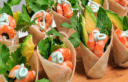 Prawn and avodaco tortilla cones prepared by FoodByWayne