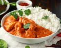 Butter chicken with rice prepared by FoodByWayne