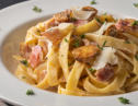 Fettucini boscaiola prepared by FoodByWayne