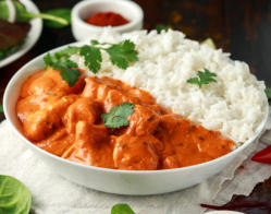 Butter chicken with rice prepared by FoodByWayne